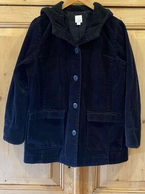 J. Jill Heritage Tumbled Cord Coat Black S EUC